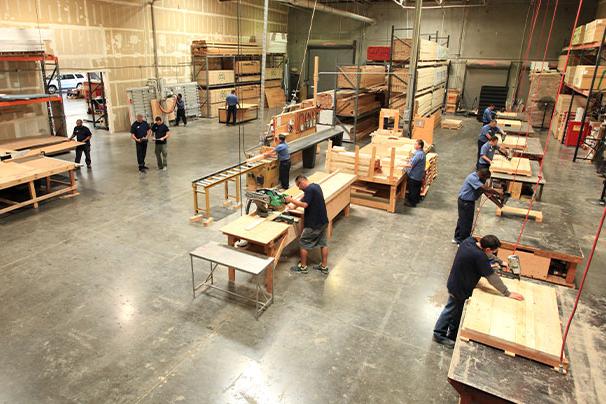 crew working in wood shop